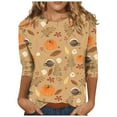 thumbnail image 1 of Halloween Tops for Women Plus Size,Weekly Deals 2023 Halloween Shirts for Women Casual Pumpkin Graphic Tees Trendy 3/4 Sleeve Tops Workout Fall Crewneck Tunic Blouse, 1 of 4