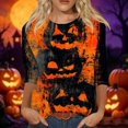 thumbnail image 1 of Halloween Tops for Women Bone Moon Crew Neck Funny Shirts Spider Web Ghost 3/4 Sleeve Horror Blouses, 3XL, 1 of 7