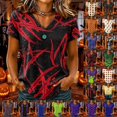 thumbnail image 1 of Halloween Tops for Women Fall Funny Halloween Party Graphic Short Sleeve T-Shirt V Neck Thanksgiving Fashion Halloween Costumes Hot Pink XL, 1 of 6