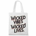 thumbnail image 1 of Halloween Tote Bag Canvas Women Wicked vibes and wicked lives. Shirt Fall Pumpkin Canvas Bag Latte Coffee Graphic Tees Fall Top 1Pc, 1 of 5