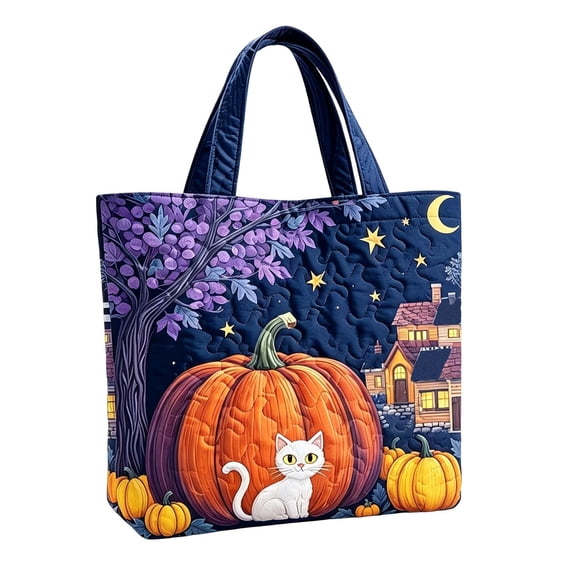 Halloween Tote Bag Ghost Witch Pumpkin Floral Print Quilted Shoulder Handbag for Shopping Travel Casual Daily Use Women