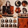 thumbnail image 1 of Halloween Tote Bag, Quilted Halloween Handbag for Women with Pumpkin Ghost Witch Cat Design, Large Fall Shopping Bag, Seasonal Party Accessory Gift for Halloween Lovers, 1 of 5