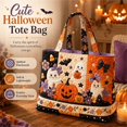 thumbnail image 1 of Halloween Tote Bag Trick or Treat Bags Reusable Double Layer Stretch Fabric Large Capacity Pumpkin Ghost Print Durable Candy Shopping Handbag for Kids Party Favors School Supplies, 1 of 3