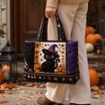 thumbnail image 1 of Halloween Tote Bag with Quilted ing,Spooky Gothic Fabric Carryall for Autumn Fall Shopping,Vintage Padded Purse for Her,1 Piece, 1 of 3