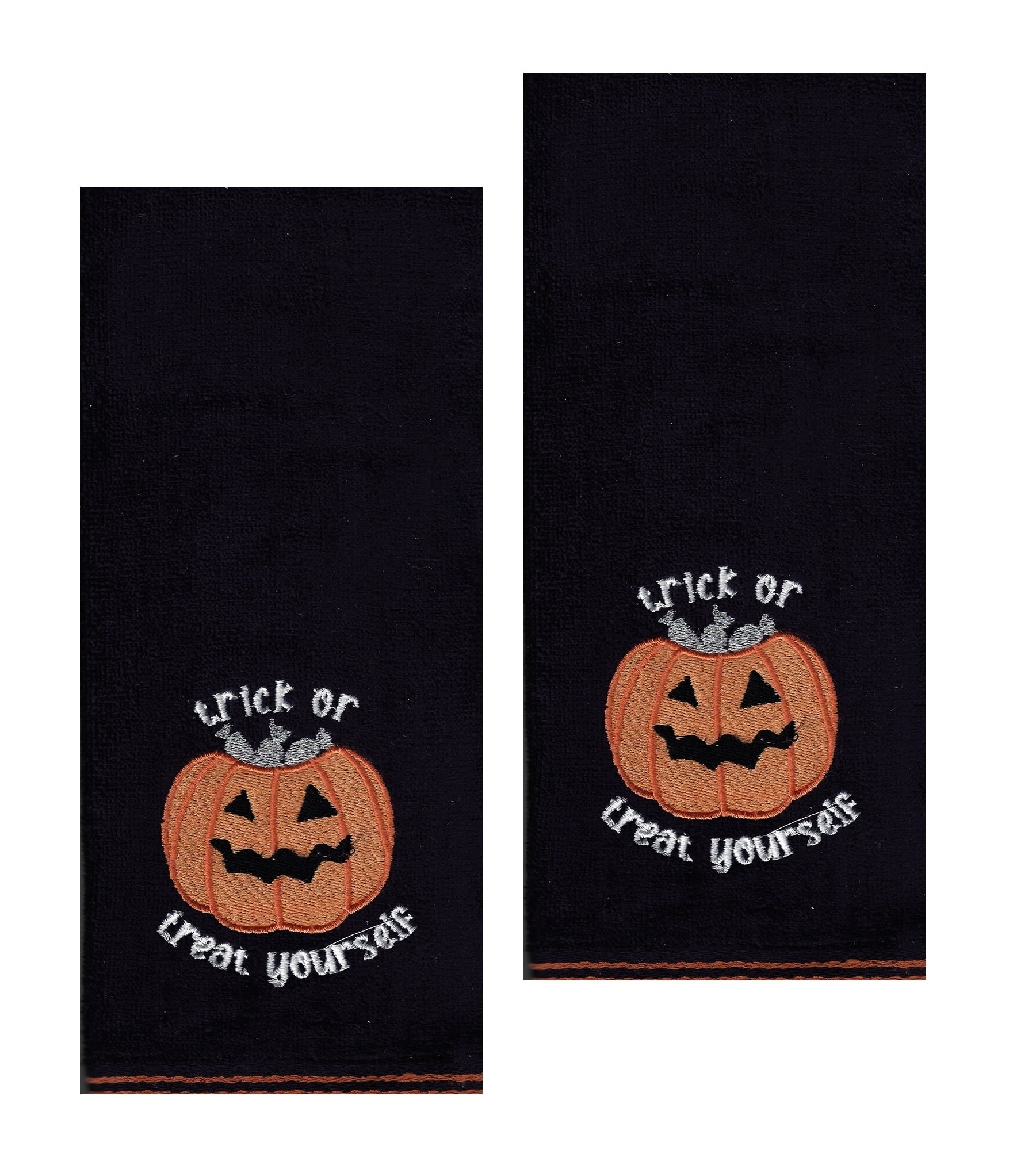 Halloween Towels Black Bath Hand Towel 2 Pack Pumpkin Lets Party