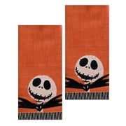 Halloween Towels Orange Velour Skeleton Head, 2 Piece, SeasonsEasy