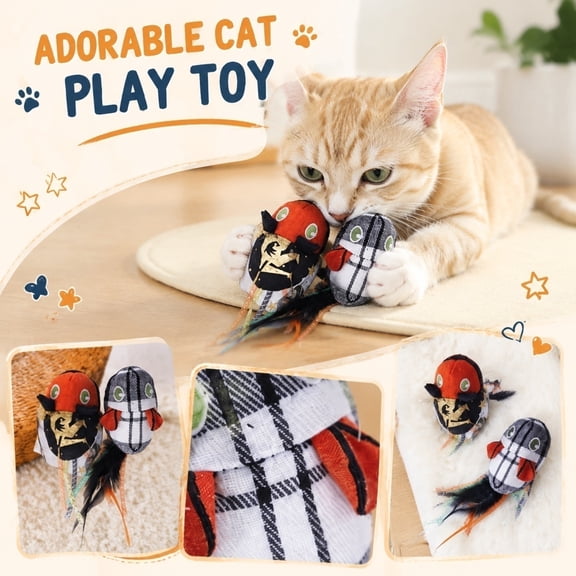 Halloween Toys 2 Pack Catnip Plush Toys Spooky Themed Halloween Gift for Cat Owners Plaid Pattern Fun Feline Interactive Play 8 Inch Chew and Bat Toys for Indoor Cats