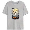 thumbnail image 1 of Halloween Traditional Pumpkins Trees T Shirt Scene Graphic Tees Crow Silhouettes Tops Commuting Gray S-3XL, 1 of 4