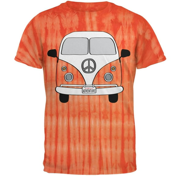 Halloween Travel Bus Costume Camper Adventure Mens T Shirt Bamboo Orange Tie Dye MD