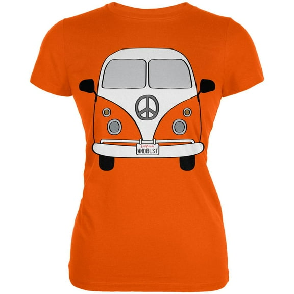 Halloween Travel Bus Costume Camper Wanderlust Juniors Soft T Shirt Orange LG