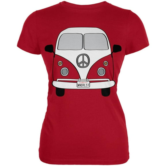Halloween Travel Bus Costume Camper Wanderlust Juniors Soft T Shirt Red SM