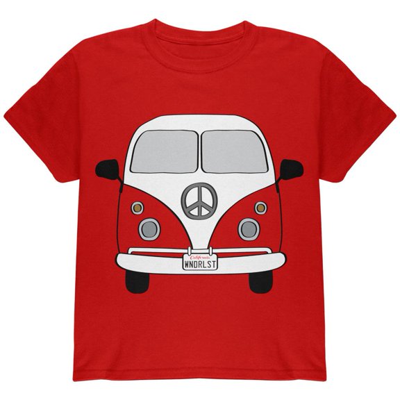Halloween Travel Bus Costume Camper Wanderlust Youth T Shirt Red YLG