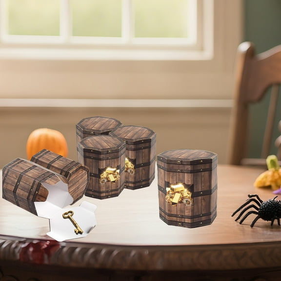 Halloween Treasure Gift Boxes 10 Pack Folding Black Gold Coin Style Candy Packaging Halloween Decor Clearance