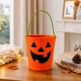 thumbnail image 1 of Halloween Treat Bag, Orange Pumpkin Candy Tote Bucket, Portable Felt Basket for Halloween Party Favor Supplies, 1 of 7