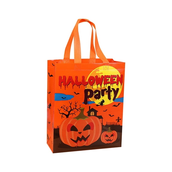 Halloween Treat Bag with Handles, Reusable Non-Woven Candy Bag for Kids - O