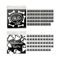 Halloween Treat Bags, Halloween Candy Bags, 100pcs Halloween Goodie Snack Bags for Kids, Multicolor Plastic Party Gift Bags for Halloween Party Supplies