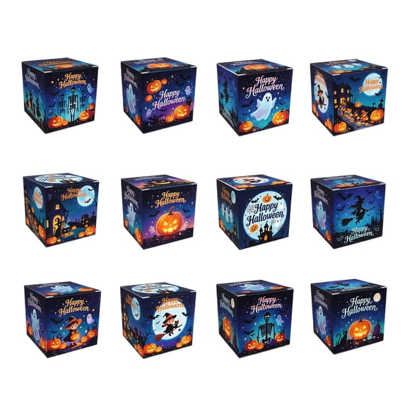 Halloween Treat Box with Spooky Design, Candy Box for Party and Snack Box for Student for Halloween Party, Party Favor Box with Assorted Patterns, 1 Pack
