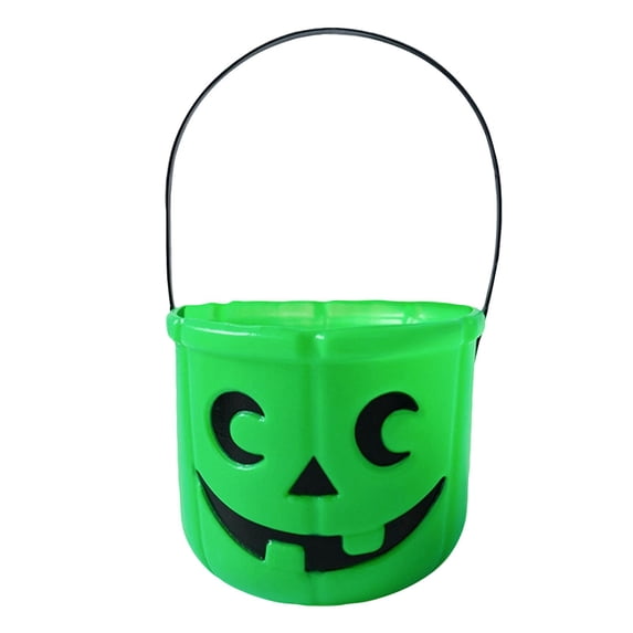 Halloween Treat Bucket Green Jack O Lantern Pail for Student Halloween Party Supplies Trick Or Treat Candy Holder for Halloween Party Favors