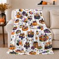 thumbnail image 1 of Halloween Treat Party Motifs Print, Cozy Flannel Blanket for Halloween Party Enthusiasts, Playful Halloween Party Illustrations Home Decor for Living Room and Dining Room, Halloween Gift, 1 of 9