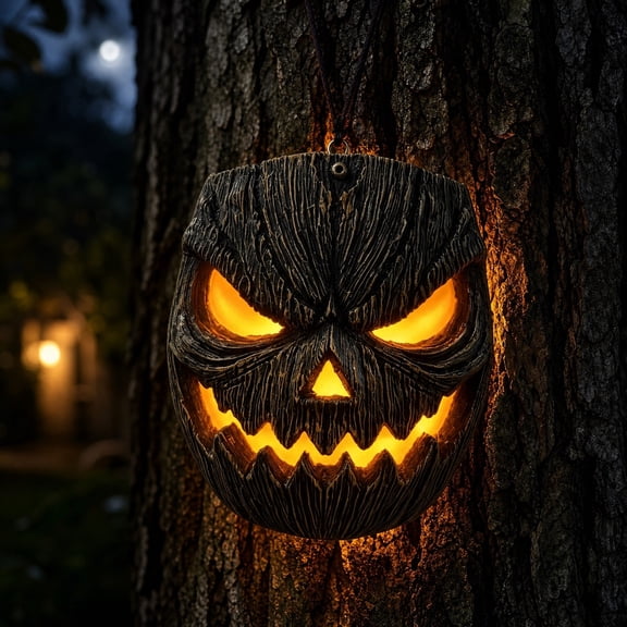 Halloween Tree Face Decor, Pumpkin Ghost Ornament, Light Up Tree Decoration, Outdoor Wall Decor, Festival Tree Pendant for Garden Tree Trunks, Yard, Outdoor Halloween Scene Layout