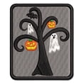 thumbnail image 1 of Halloween Tree Ghost Bat Jack-O'-Lantern Applique Multi-Color Embroidered Hook & Loop Patch - 3.5 Inch Large, 1 of 5