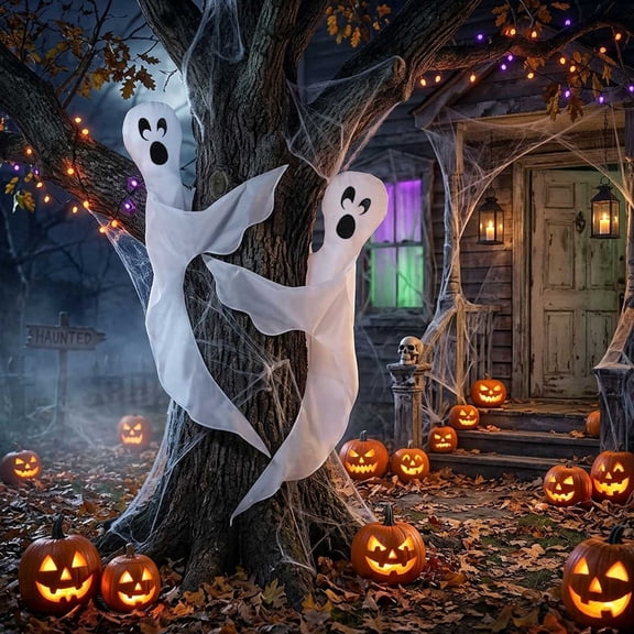Halloween Tree Hugging Ghost Decoration - Spooky Outdoor Tree Wrap for Gardens, Porches, and Halloween Parties - Eye-Catching Yard Decor for Festive Displays