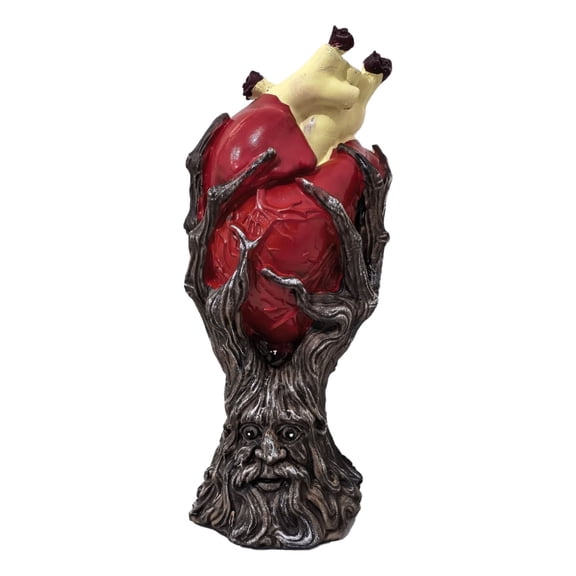 Halloween Tree Man Heart Resin Figurine Spooky Tabletop Decor, Halloween Treant Heart Resin Ornament Creepy Gothic Ornament for Party, Shelf Display, Desk Accent & Horror Theme Collection