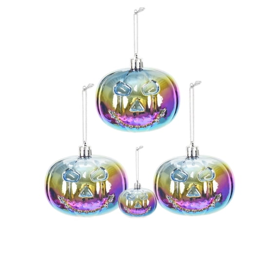 Halloween Tree Ornaments, 3 Inch Iridescent Jack-O-Lantern Hanging Balls Halloween Ornaments for Tree, Suitable for Halloween Home Indoor Display, Themed Party Setup and Small