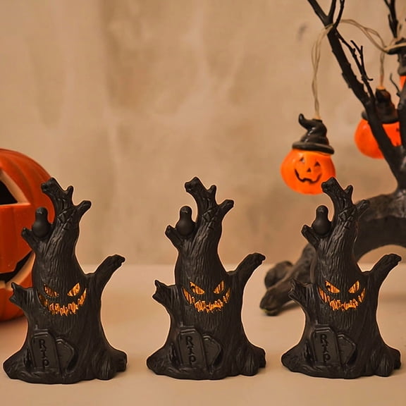 Halloween Tree, Scary Halloween Decorations, Halloween Tree Night Light, Fall Tiered Tray Decor Tree Lights Indoor, Fall Decorations for Home, Halloween Village Statue Haunted House