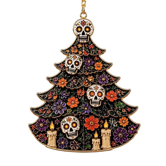 Halloween Tree Shaped Acrylic Ornaments with Pumpkin Ghost Skull Bat Charms, Spooky Hanging Decorations for Party Home, Holiday Decor Set 24Pc
