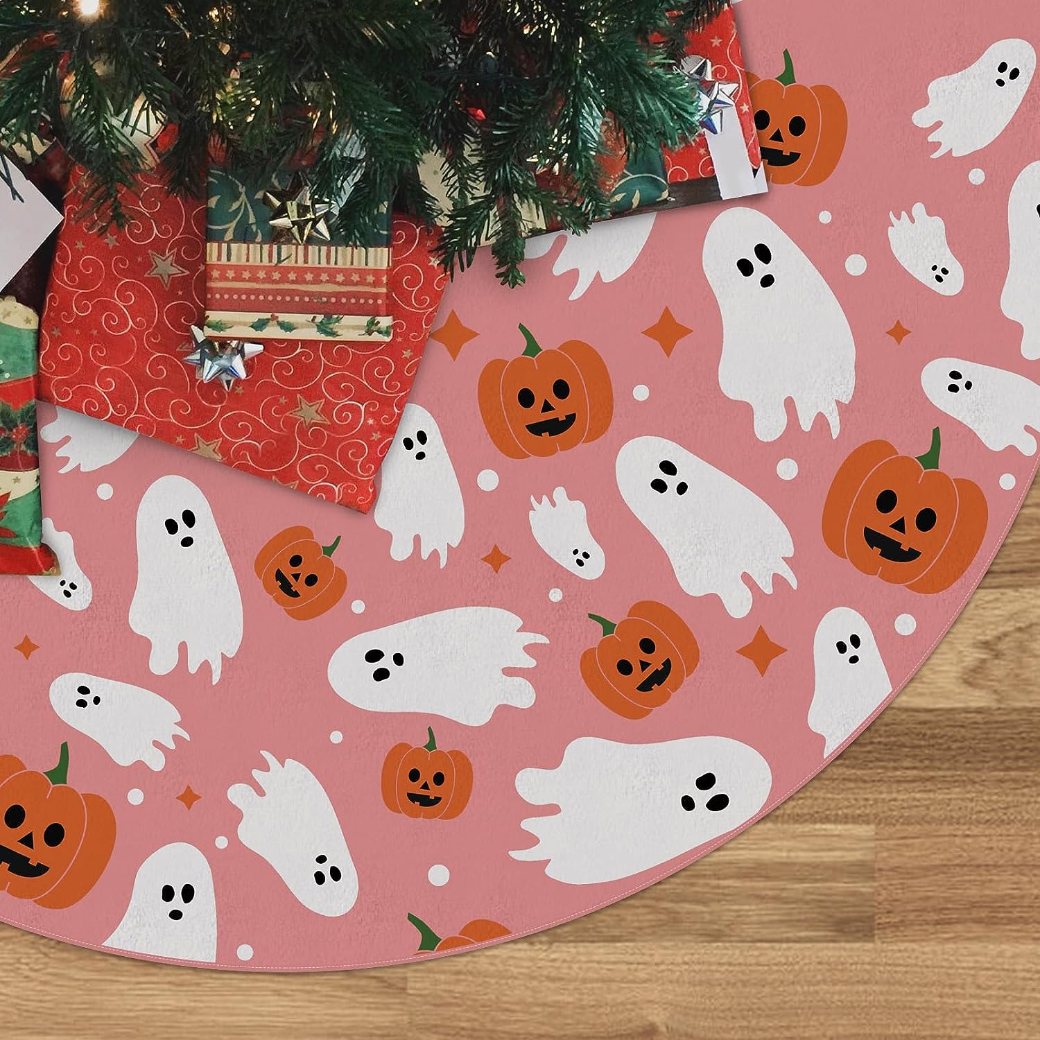 Halloween Tree Skirt Black Halloween Ghost Pumpkins Tree Skirt 48 Inch Halloween Tree Skirts