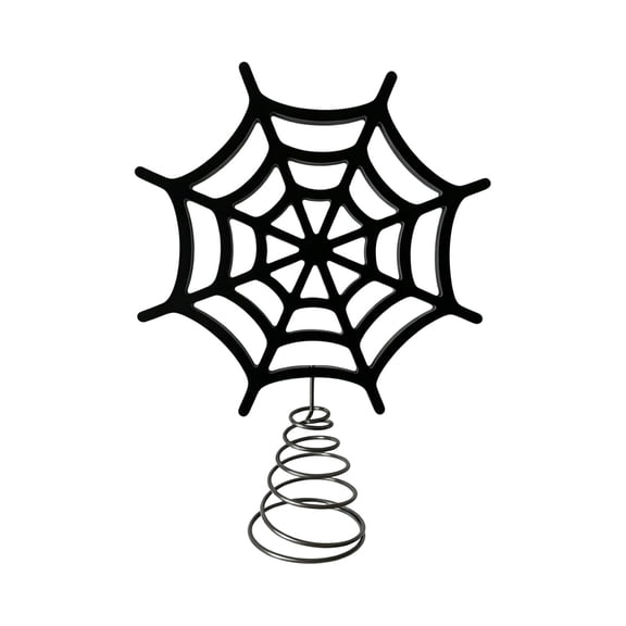 Halloween Tree Topper, Lighted Classic Metal Spider Web Ornament with Led Lights, Spooky Focal Point for Halloween, Sturdy Metal Frame and Spring Base for Tabletop Tree Decor