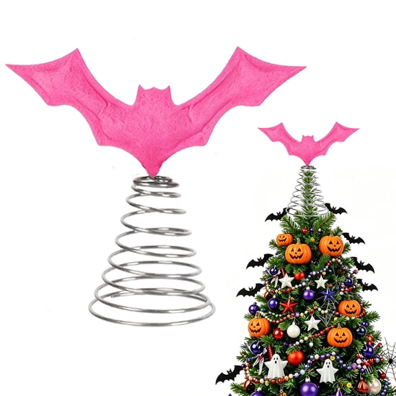 Halloween Tree Topper Metal Spooky Ornaments for Mini Tree Gothic Black Bat Pumpkin Skull Skeleton Scarecrow Witch Hat Fall Decor(Style B)Q