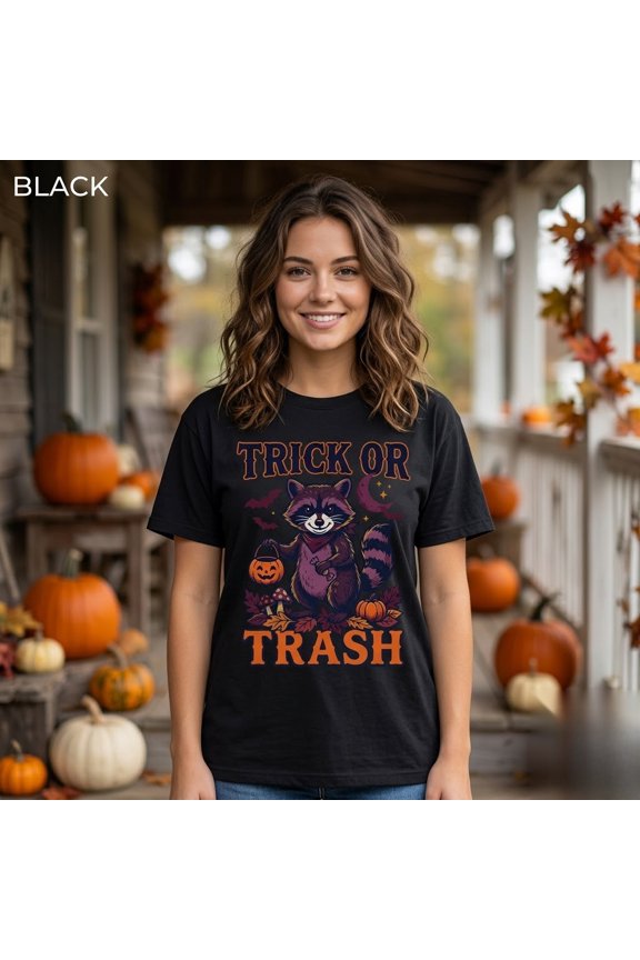 Halloween Trick Or Trash Pumpkin Freeships Graphic Holiday T-Shirt, Size S-5XL