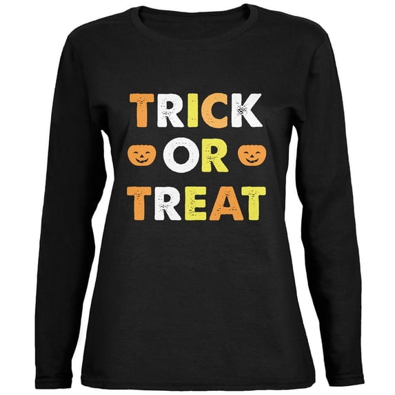 Halloween Trick Or Treat Black Womens Long Sleeve T-Shirt - 2X-Large
