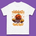 thumbnail image 1 of Halloween Trick Or Treat Pumpkin Character Halloween Scary Evil Pumpkin Mens Tee Top,White Color,Size L, 1 of 5