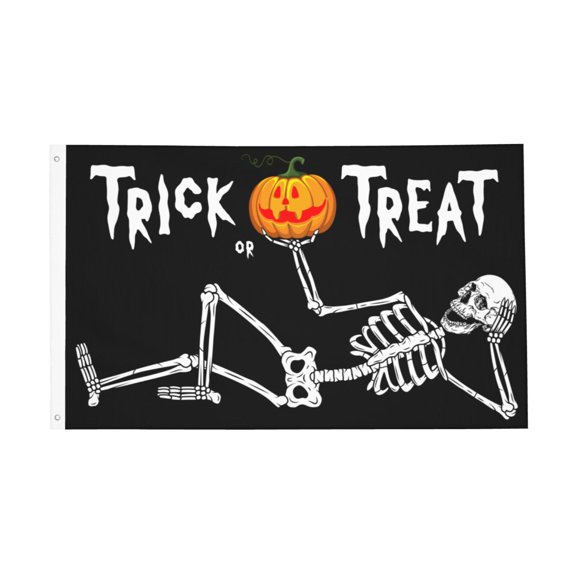 Halloween Trick Or Treat Skull Flag 3x5 Ft Outdoor Indoor With Grommet Garden Yard Banner Decorative Sign