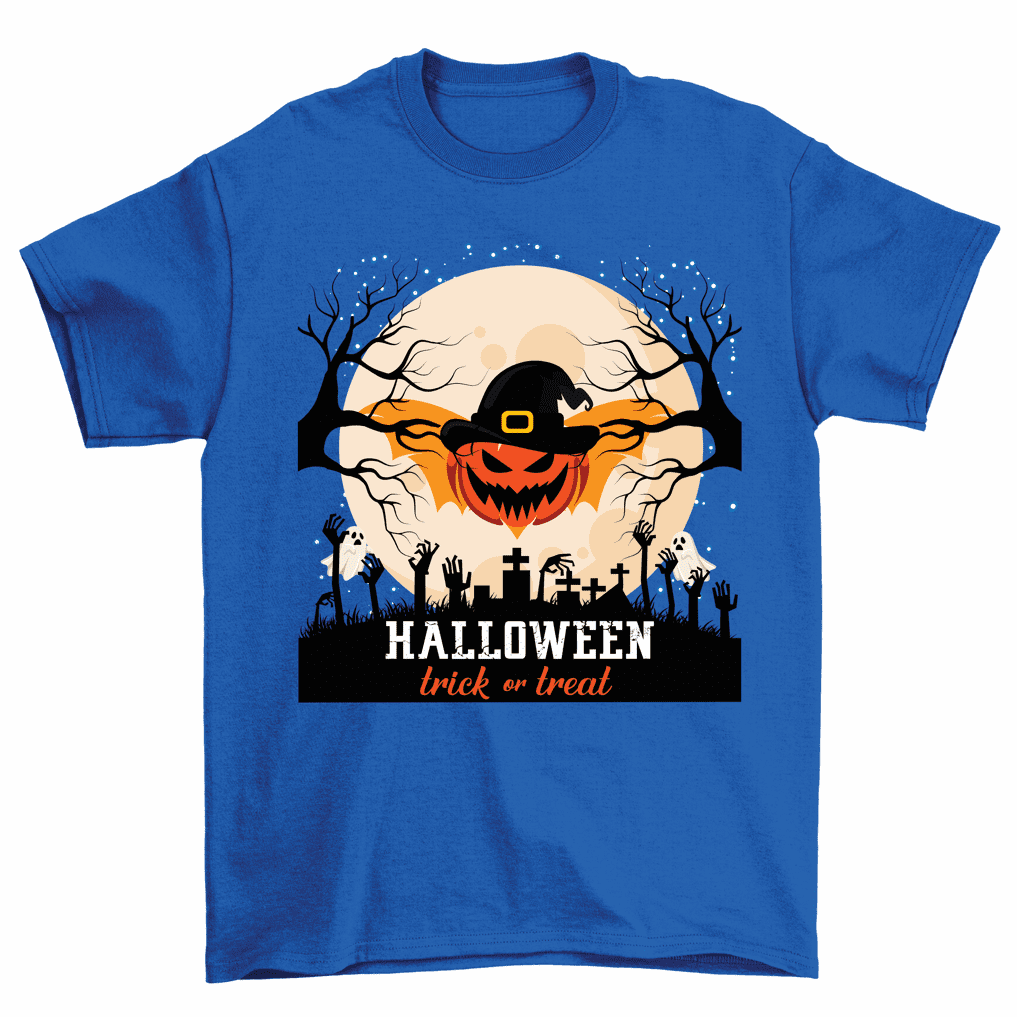 Halloween Building Brick Head Pumpkin Ghost Zombie Friends T-Shirt