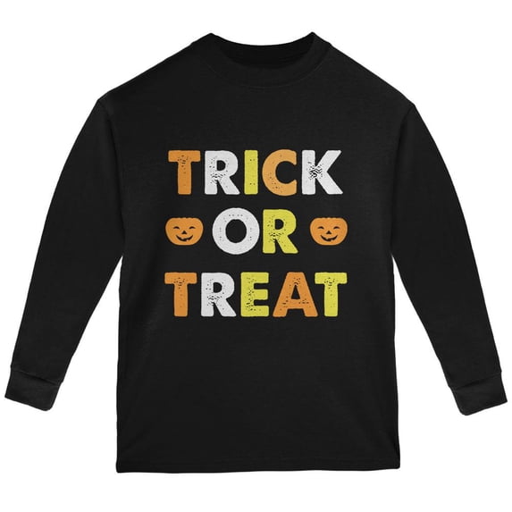 Halloween Trick Or Treat Youth Long Sleeve T Shirt Black YSM