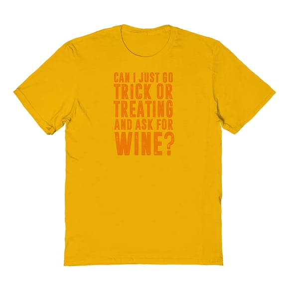 Halloween Trick Or Treating For Wine Graphic Gold Men's Cotton T-Shirt
