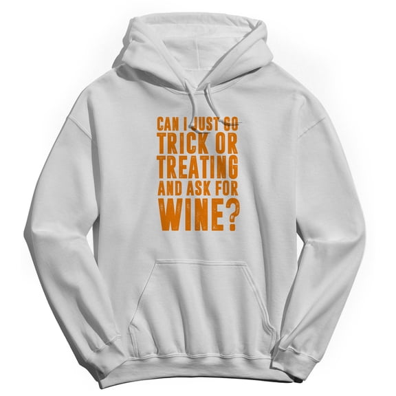 Halloween Trick Or Treating For Wine Graphic White Men's Cotton Pullover Hoodie