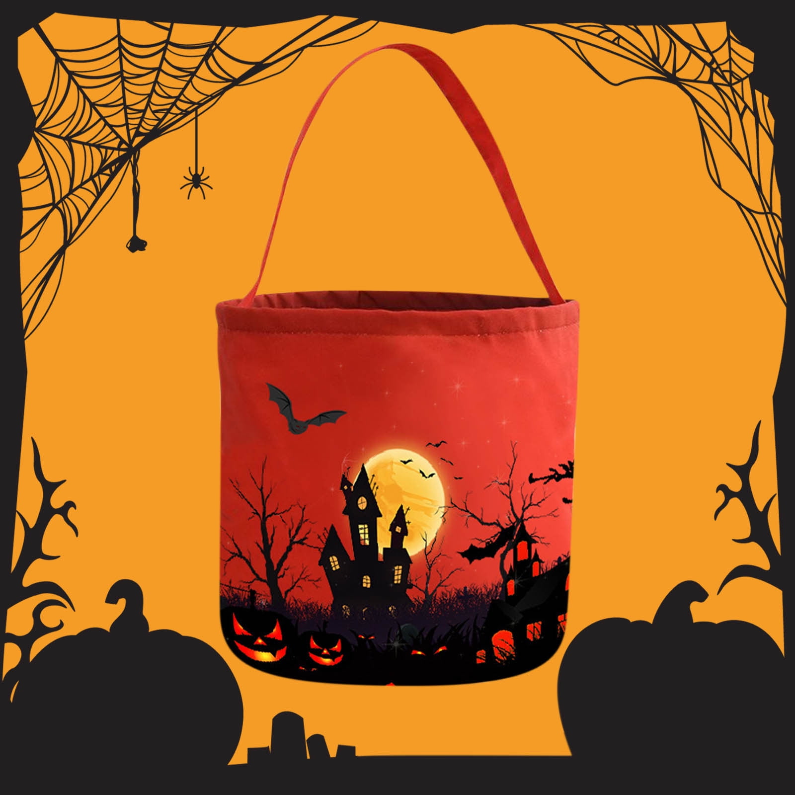 Halloween Trick or Treat Bucket,Halloween Candy Bucket with LED Light