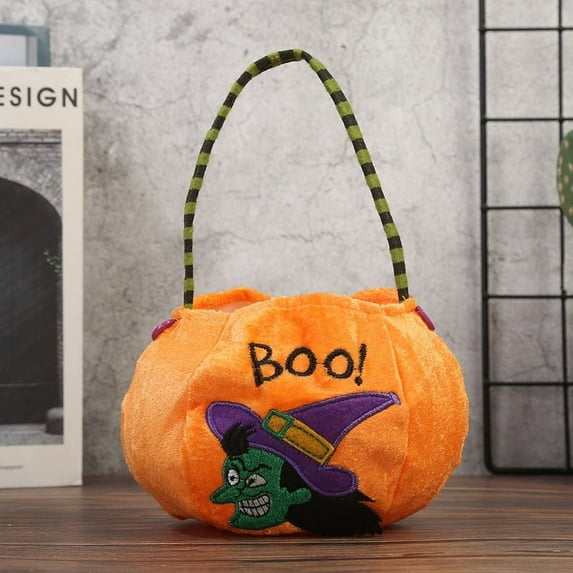 Halloween Trick or Treat Candy Bags Pumpkin Bucket, Collapsible Reusable Candy Basket, Fabric Tote Gift Goody Bags for Kids Halloween Party Gifts for Women and Kids