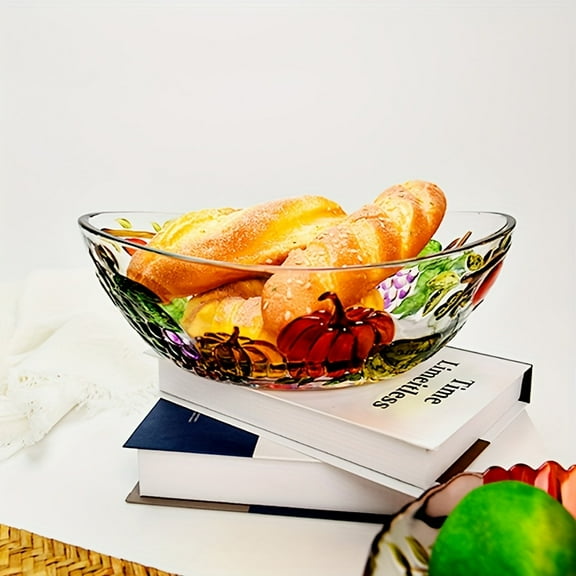 Halloween Trick Or Treat Candy Bowl Creative Pumpkin Glass Salad Bowl Large Glass Bowl Halloween Snack Fruit Dish Basket Halloween Home Decor Candy Holder for Halloween Party Serving Home