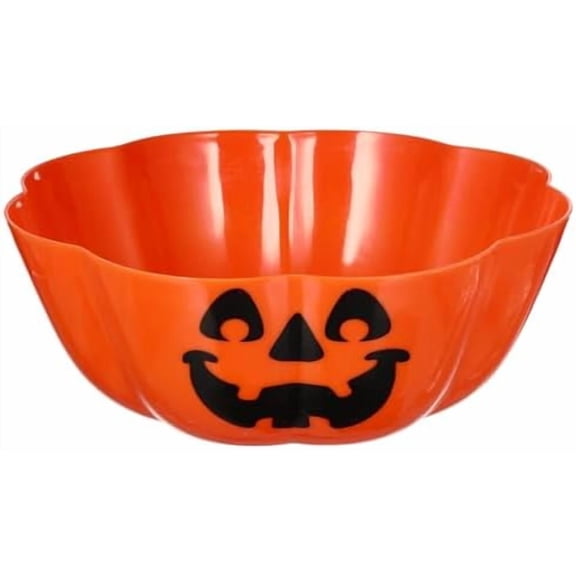 Halloween Trick or Treat Candy Bowl, Large Creative Pumpkin Salad Bowl Plastic Fruit Snack Dish for Halloween Party Favors Decor, Orange (11.6 x 11.6 x 4.7 inch)$$Home Decor, Kitchen, & Other
