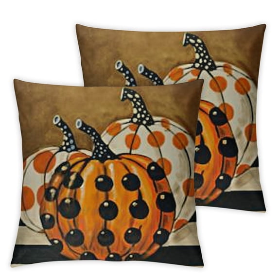 Halloween Trick or Treat Decorative Throw Pillow Covers  Spooky Pumpkin Truck Spider Web Bat Porch Patio Outdoor Pillowcase, Polka Dot Stripes Holiday Cushion Case Home Decor