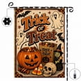 thumbnail image 1 of Halloween Trick or Treat Garden Flag with LED Lights, 12 x 18 Inch Double Sided Polyester Boo Ghost Bat Pumpkin Skull Witch Yard Flag for Farmhouse Holiday Decor, 1 of 5