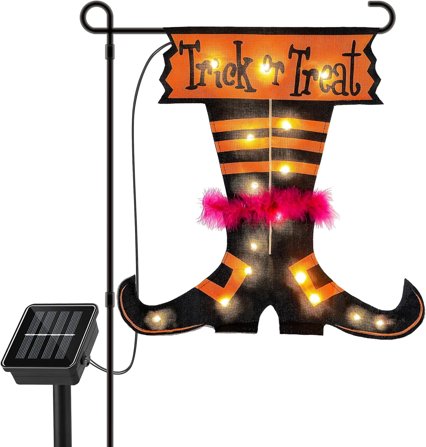 Halloween Trick Or Treat Graden Flag lights without flag pole, Double