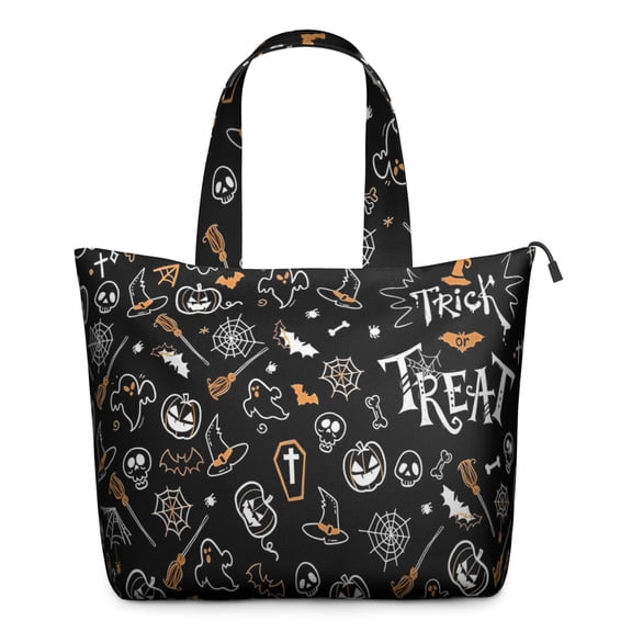Halloween Trick or Treat Spooky Icons Travel Tote Bags for Women Carry On,Large Weekender Bags for Women Travel,Multi Functional Duffle Bag for Work,Shopping,Sports