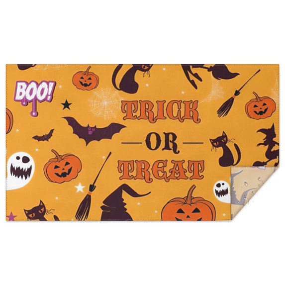 Halloween Trick or Treat Witchy Elements Rectangle Tablecloth 60"x102",Waterproof Polyester Rectangle Table Cloth, Wipeable Spillproof Polyester Tablecloth for Dining, Camping, Indoor and Outdoor